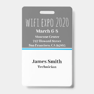 Badge ID Expo Vertical Gris, Blanc & Bleu