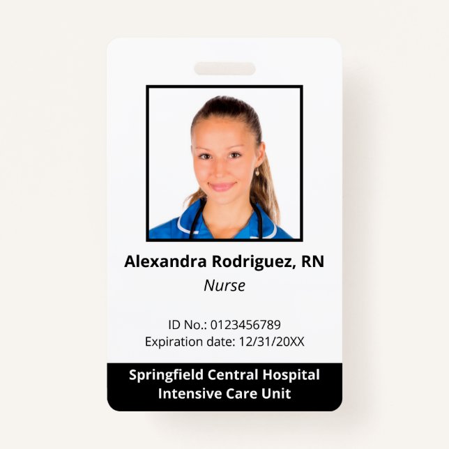 Badge ID hôpital photo personnalisé de l'employé (Devant)