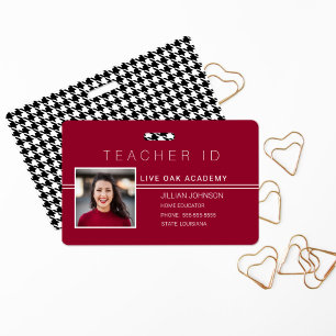 Badge ID minimaliste à carreaux pour l'école à la