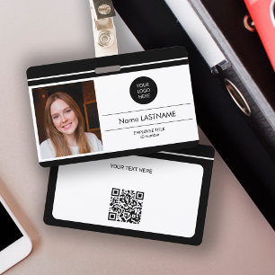 Badge ID moderne noir minimaliste photo de l'employé d'e