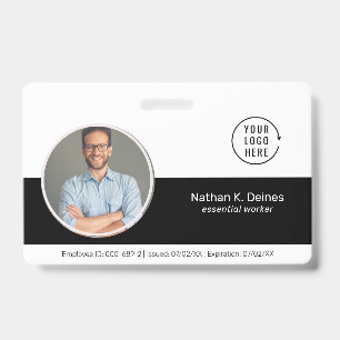 Badge ID noir   ID photo de l'employé Sécurité de la soc