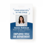 ID photo de l'employé Code-barres Logo Courbe bleu