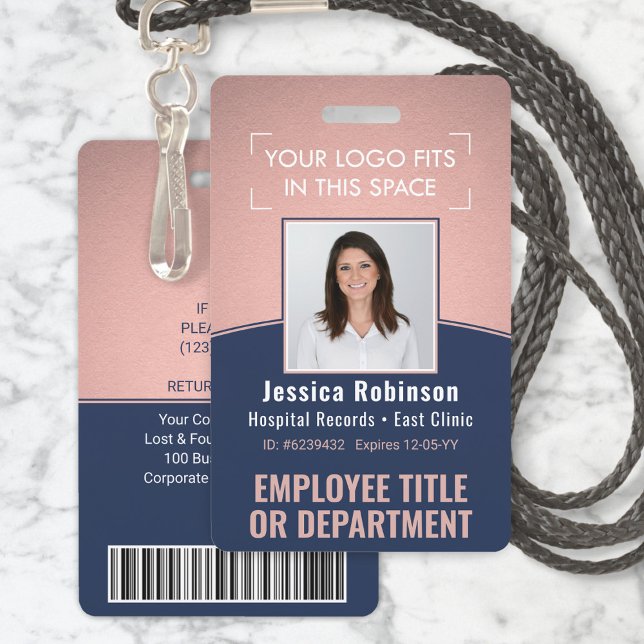 Badge ID photo de l'employé Code-barres Logo Marine et C (Créateur téléchargé)