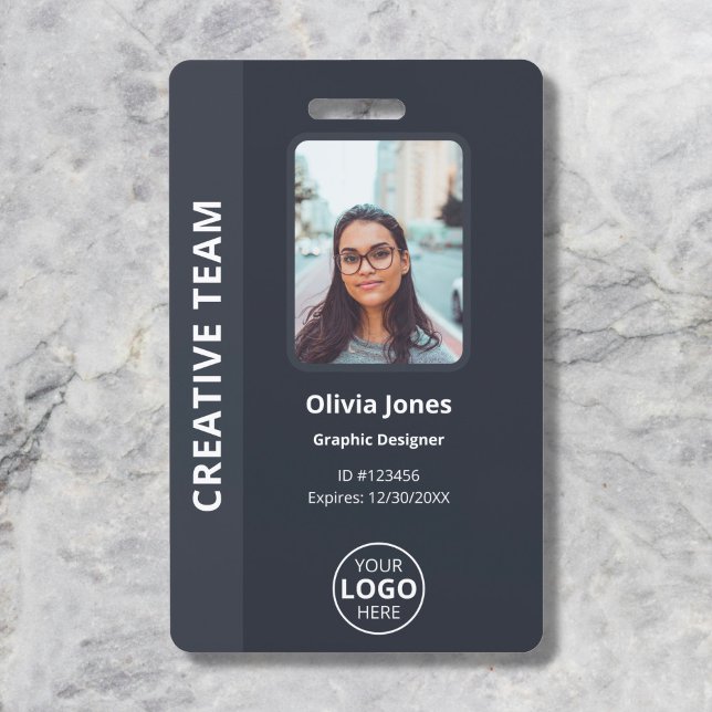 Badge ID photo de l'employé de l'entreprise Code QR gris (Créateur téléchargé)