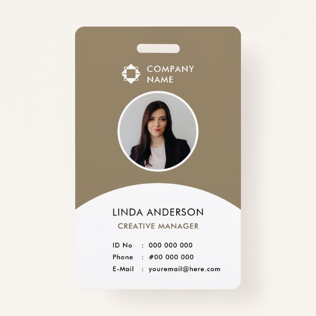Badge ID photo de l'employé Logo Classement de la sociét (Devant)