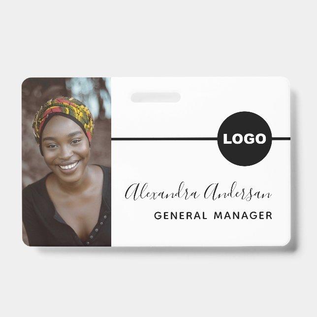 Badge ID photo de l'employé Logo de l'entreprise Code QR (Front)