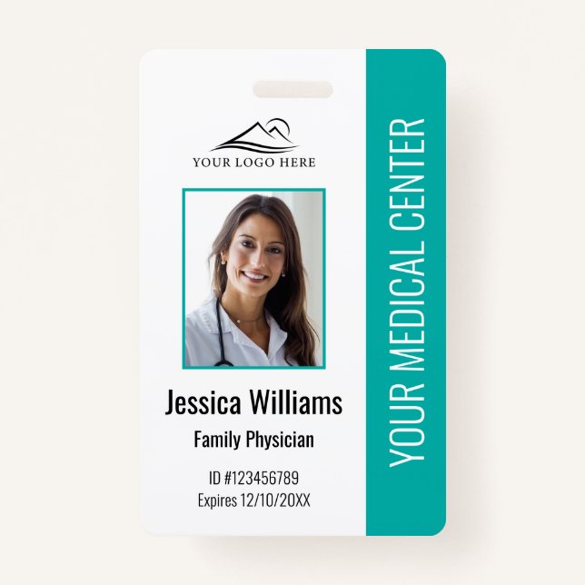 Badge ID photo de l'employé Médicale de l'hôpital turquo (Devant)