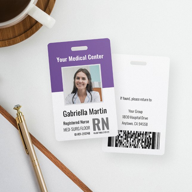 Badge ID photo de l'employé Médicale personnalisé (Créateur téléchargé)