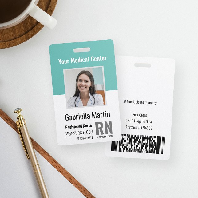 Badge ID photo de l'employé Médicale personnalisé (Créateur téléchargé)