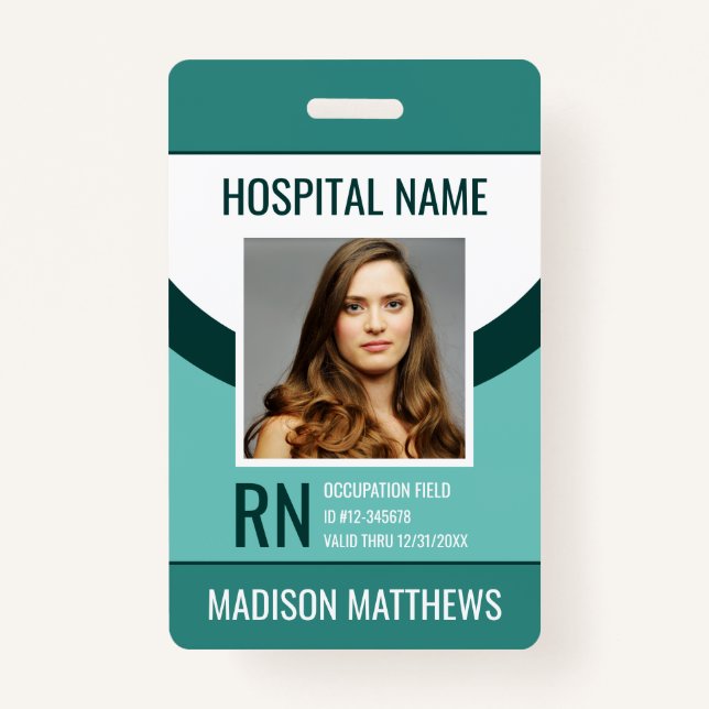 Badge ID photo de l'employé Médicale personnalisé (Devant)