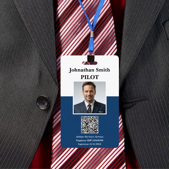 Badge ID photo de l'entreprise Code de sécurité du pilot (Créateur téléchargé)