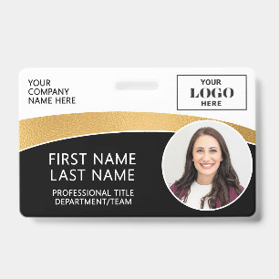 Badge ID Photo de Logo Moderne Code-Barres Nom de l'Empl