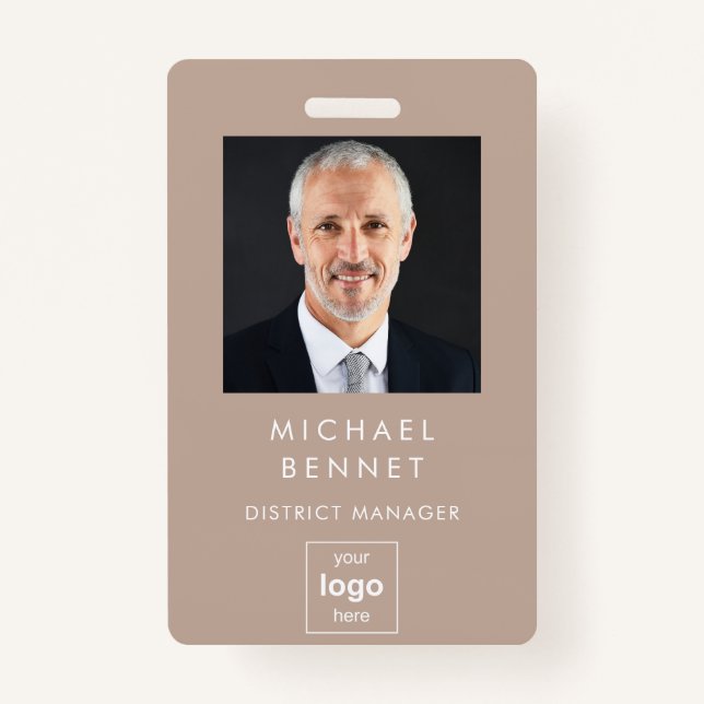 Badge ID photo d'entreprise moderne Brown (Devant)
