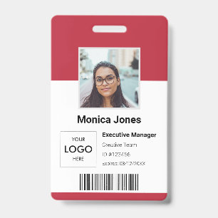 Badge ID photo du logo de l'employé rouge