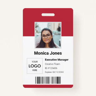 Badge ID photo du logo de l'employé rouge