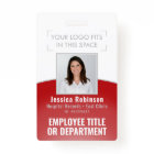 ID photo employé Code-barre Votre logo Courbe roug