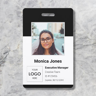Badge ID photo employé Code QR noir