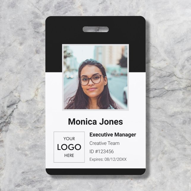 Badge ID photo employé Code QR noir (Créateur téléchargé)