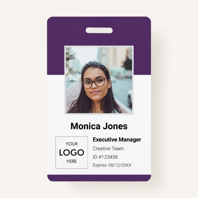 Badge ID photo employé violet (Devant)