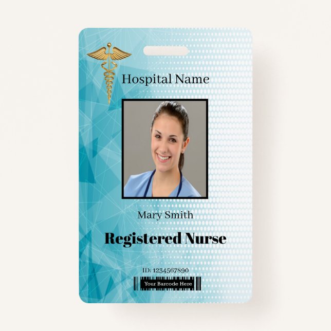 Badge ID photo géométrique verticale Caduceus (Devant)