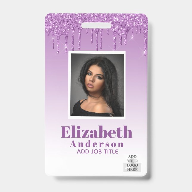 Badge ID PHOTO - Passe VIP employé Parties scintillant f (Front)