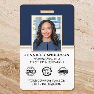 Badge ID photo professionnel classique Blue Gold
