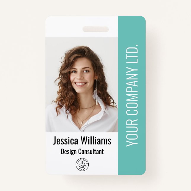 Badge ID photo Turquoise de l'entreprise grande entrepri (Devant)