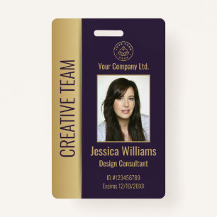 Badge ID pourpre de l'employé d'entreprise personnalisé