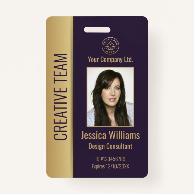 Badge ID pourpre de l'employé d'entreprise personnalisé (Devant)