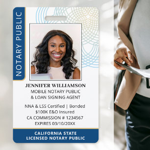 Badge ID QR Code Photo de Notaire Public de Style Navy B