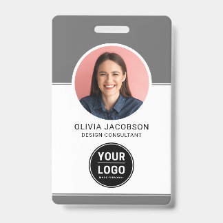 Badge ID QR photo d'employé d'entreprise moderne neutre 