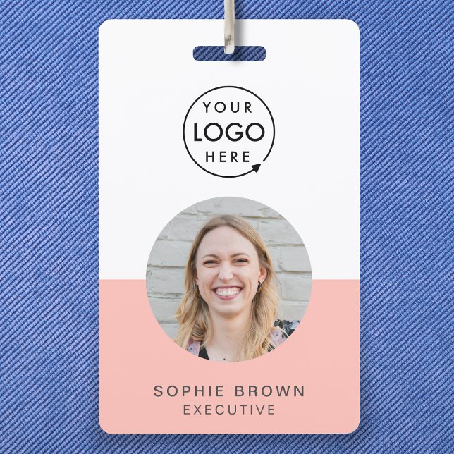 Badge ID rose vierge | Moderne Design Nom photo Logo QR (Créateur téléchargé)
