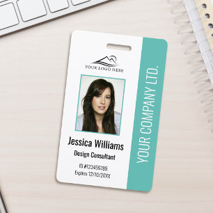 Badge ID Turquoise d'employé d'entreprise moderne person