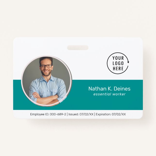 Badge ID TURQUOISE | ID photo de l'employé Sécurité de l (Devant)