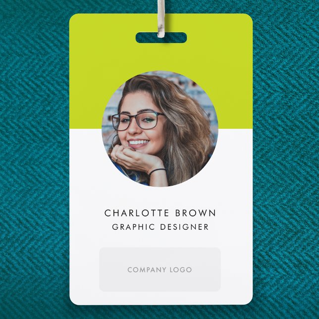 Badge ID vert cime | Moderne Design Nom photo Logo QR (Créateur téléchargé)
