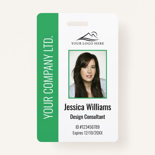 Badge ID vert employé de l'entreprise personnalisé (Devant)