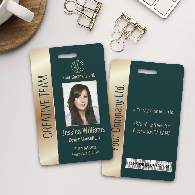 Badge ID vert employé de l'entreprise personnalisé (Créateur téléchargé)