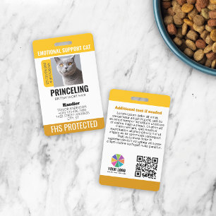 Badge Identifiant de chat de soutien émotionnel jaune