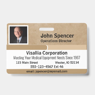 Badge Identifiant employé Beige et Blanc Horizontal