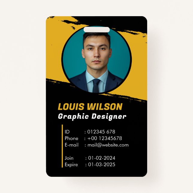 Badge Identifiant photo de l'employé du logo d'entrepris (Devant)