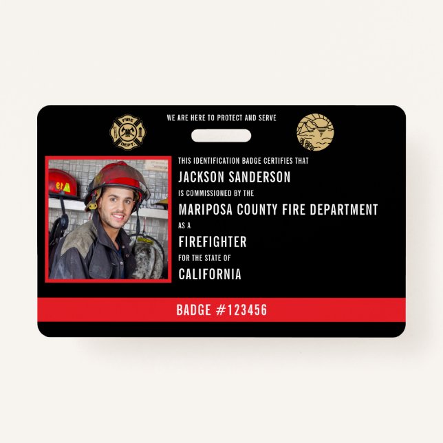 Badge Identifiant photo de l'employé du pompier personna (Devant)