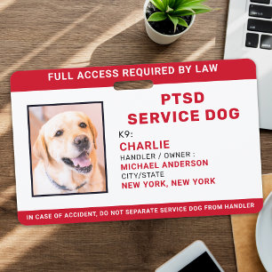Badge Identifiant photo du chien de service de SSPT blan