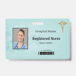 Badge Identifiant photo médical Caducée Hexagone abstrai