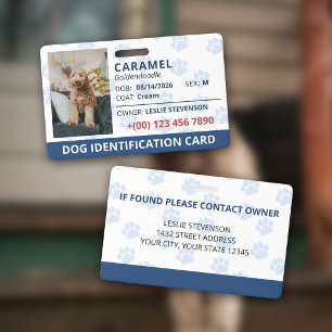 Badge Identification de chien avec photo et nom Empreint