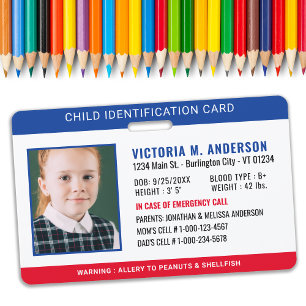 Badge Identification de la photo Numéro d'enfant de sécu