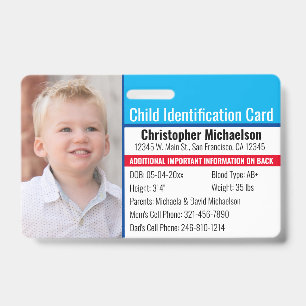 Badge Identification de l'identité de l'enfant Allergie 