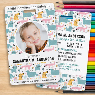 Badge Identification des enfants Chiens mignons d'urgenc