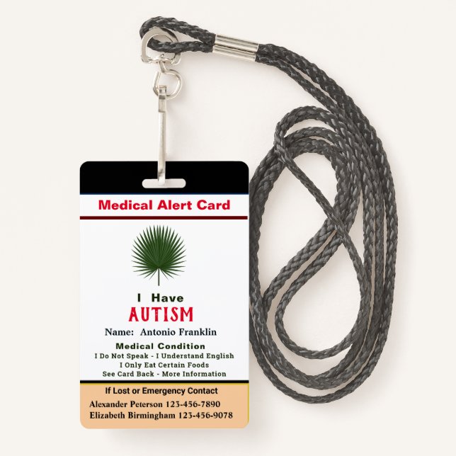Badge Identification d'ID personnalisée Nom de l'enfant  (Devant avec lanière)