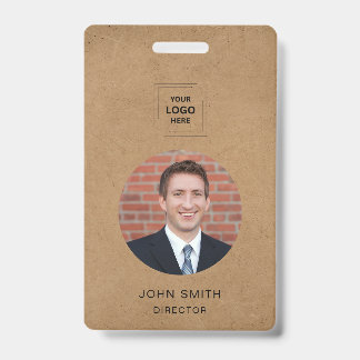 Badge Identité d'employé QR minimal Kraft rustique