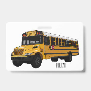 Badge Illustration de dessin animé d'autobus scolaire  